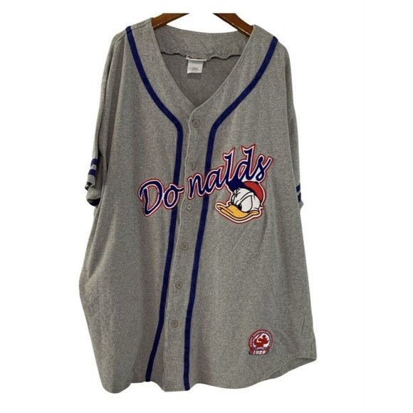 Disney Other - Walt Disney World Vintage Donald Duck Baseball Jersey Gray Adult Size XXL